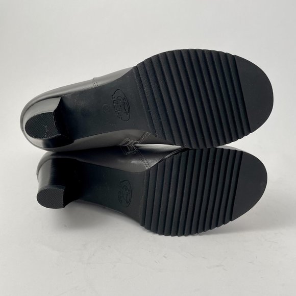 NEW Auabp Leather Shearling Lined Mid Height Heeled Boots, Grey, Size 9 - Picture 8 of 9